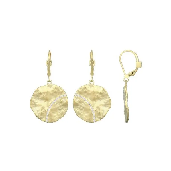Sterling Silver Yellow Gold Plated Textured Circle Drop Earrings Erickson Jewelers Iron Mountain, MI