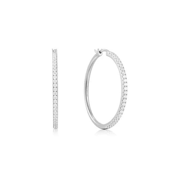Sterling Silver Pave Hoop Earrings Erickson Jewelers Iron Mountain, MI