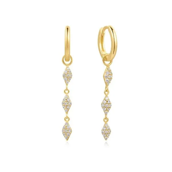 Sterling Silver Cubic Zirconia Drop Huggie Hoop Earrings Erickson Jewelers Iron Mountain, MI
