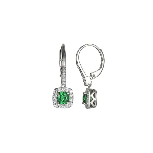 Sterling Silver Cubic Zirconia Halo Drop Earrings Erickson Jewelers Iron Mountain, MI