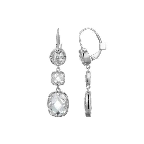 Sterling Silver Cubic Zirconia Drop Earrings Erickson Jewelers Iron Mountain, MI