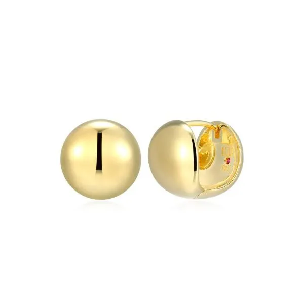 Sterling Silver with Yellow Gold Plating Button Style Small Hoop Earrings Erickson Jewelers Iron Mountain, MI