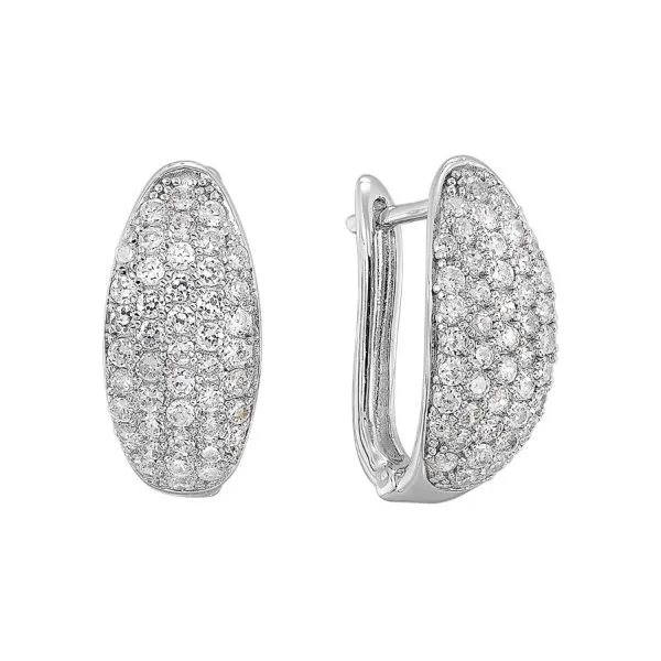 Sterling Silver Pave Set Hoop Earrings Erickson Jewelers Iron Mountain, MI