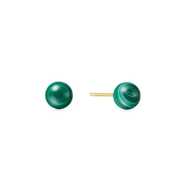 Sterling Silver Malachite Sphere Stud Earrings Erickson Jewelers Iron Mountain, MI