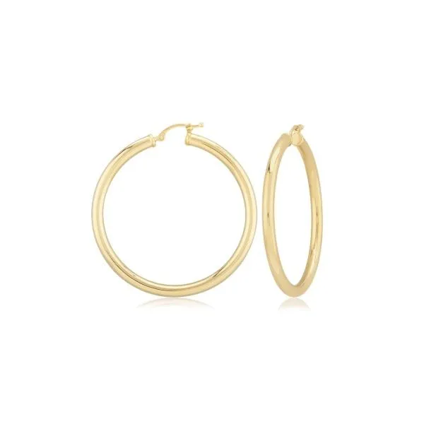 Sterling Silver Vermeil Yellow Gold Plated Tube Hoop Earrings Erickson Jewelers Iron Mountain, MI
