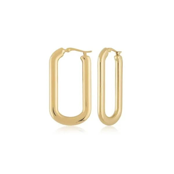 Sterling Silver Vermeil Yellow Gold Plated Oval Hoop Earrings Erickson Jewelers Iron Mountain, MI