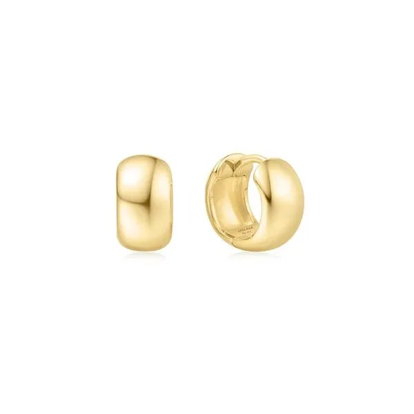 Sterling Silver Yellow Gold Plated Chubby Huggie Hoop Earrings Erickson Jewelers Iron Mountain, MI