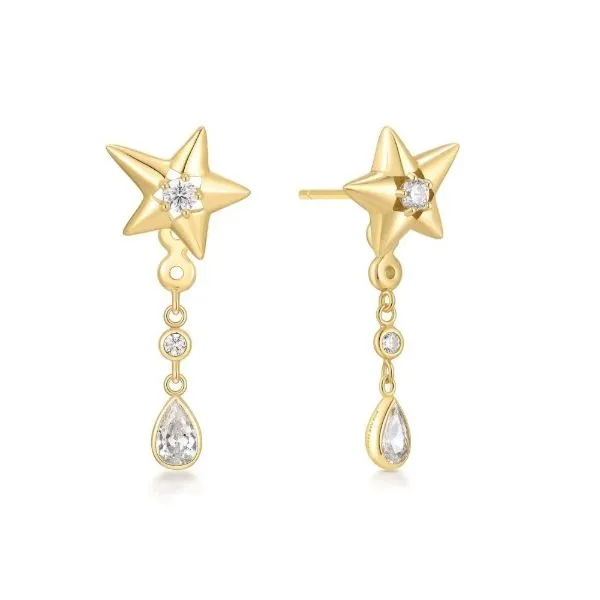 Sterling Silver CZ Star Drop Stud Earrings Erickson Jewelers Iron Mountain, MI