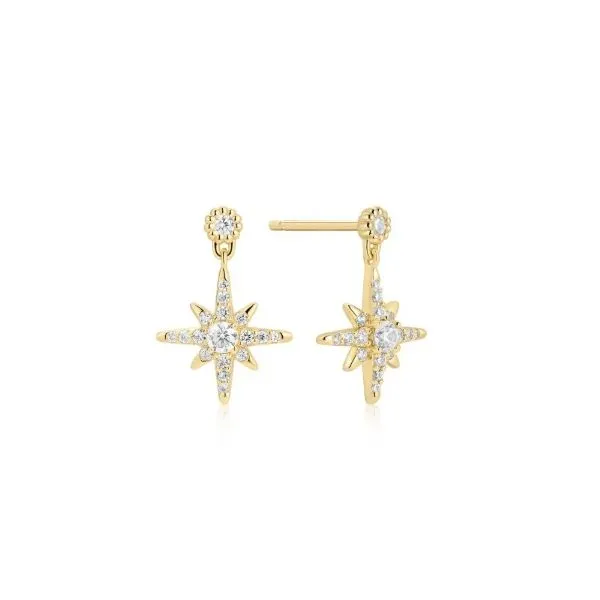 Sterling Silver Yellow Gold Plated Dangling Star Stud Earrings Erickson Jewelers Iron Mountain, MI