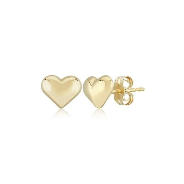 Sterling Silver Vermeil Puffed Heart Stud Earrings Erickson Jewelers Iron Mountain, MI