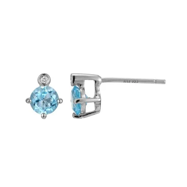 Sterling Silver Swiss Blue Topaz and Lab Grown Diamond Stud Earrings Erickson Jewelers Iron Mountain, MI