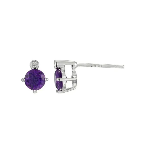Sterling Silver Amethyst and Lab Grown Diamond Stud Earrings Erickson Jewelers Iron Mountain, MI