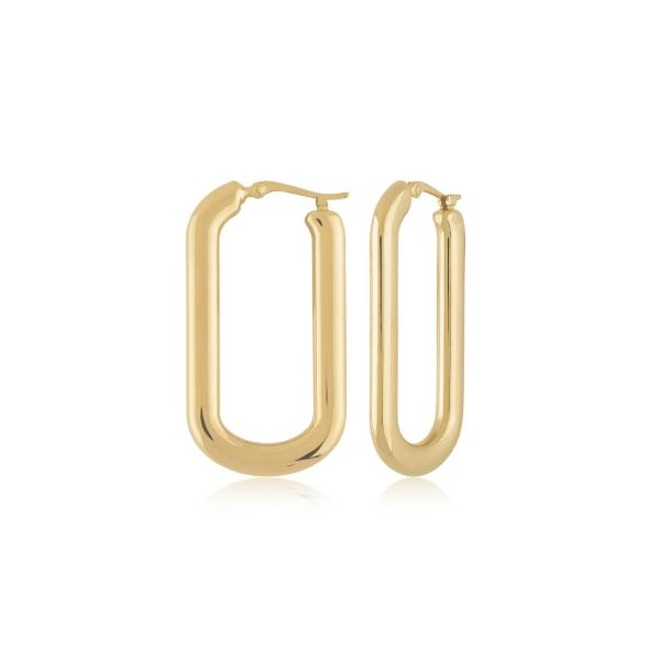 Sterling Silver Long Flat Oval Hoop Earrings Erickson Jewelers Iron Mountain, MI