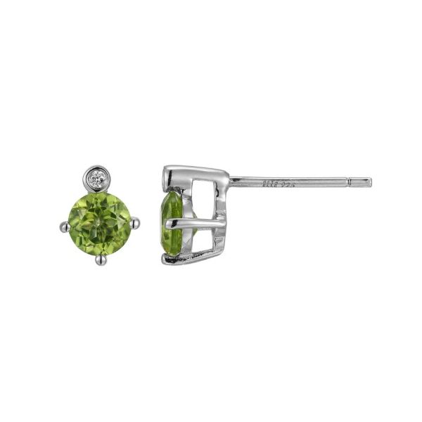 Sterling Silver Peridot and Lab Grown Diamond Stud Earrings Erickson Jewelers Iron Mountain, MI