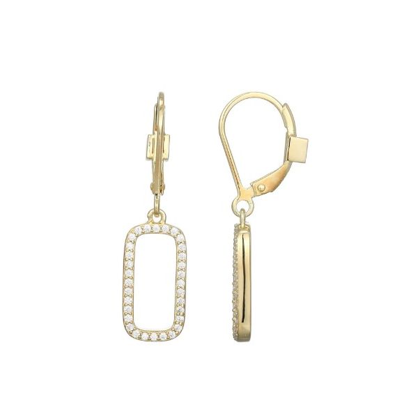 Sterling Silver Cubic Zirconia Paperclip Link Leverback Earrings Erickson Jewelers Iron Mountain, MI