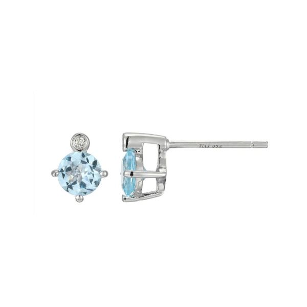 Sterling Silver Sky Blue Topaz and Lab Grown Diamond Stud Earrings Erickson Jewelers Iron Mountain, MI