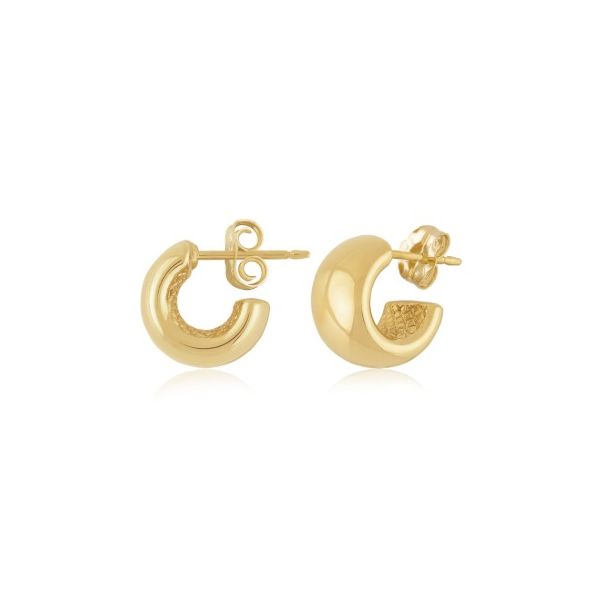 Sterling Silver/Vermeil Plain Band Huggie Hoop Earrings Erickson Jewelers Iron Mountain, MI