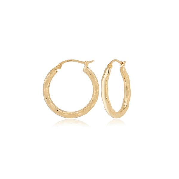SILVER/VERMEIL MEDIUM DETAILED EMBOSS HOOP EARRINGS Erickson Jewelers Iron Mountain, MI