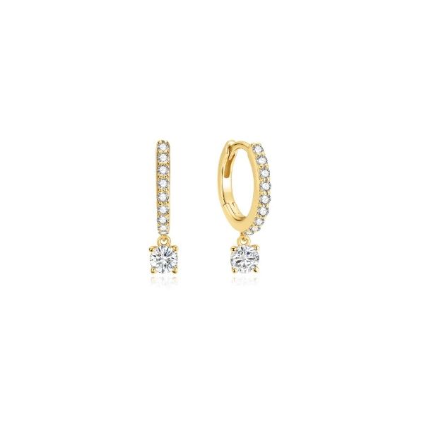 Sterling Silver with Yellow Gold Plated Sparkle Huggie Hoop Earrings Erickson Jewelers Iron Mountain, MI
