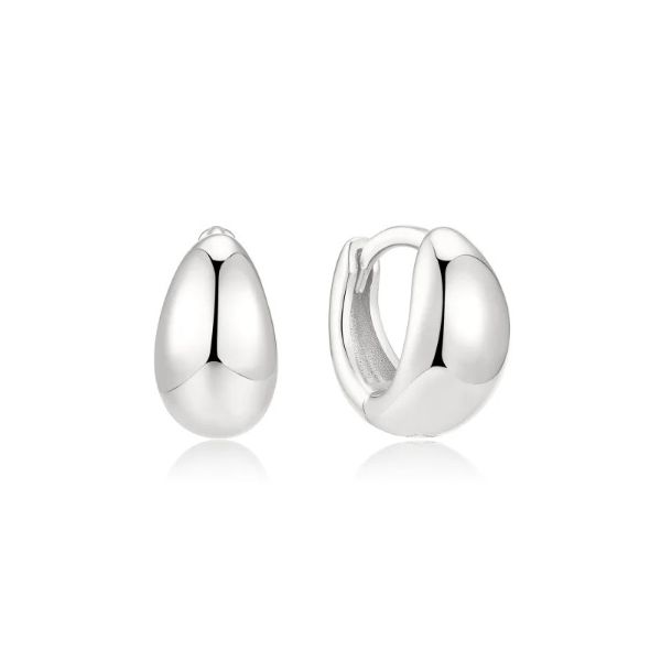 Sterling Silver Organic Dome Huggie Hoop Earrings Erickson Jewelers Iron Mountain, MI