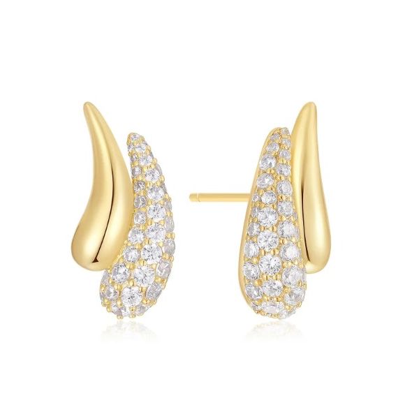 Sterling Silver CZ Teardrop Shaped Stud Earrings Erickson Jewelers Iron Mountain, MI
