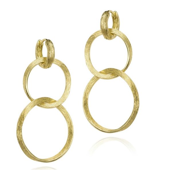Sterling Silver Textured Circles Adjustable Drop Hoop Earrings Erickson Jewelers Iron Mountain, MI