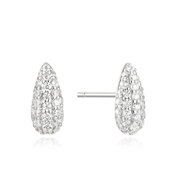 Sterling Silver CZ Pave Dome Stud Earrings Erickson Jewelers Iron Mountain, MI