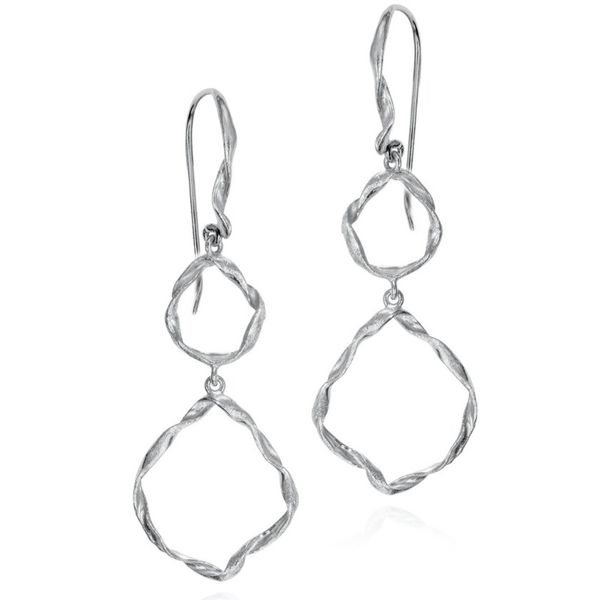 Sterling Silver Textured Drop Circle Earrings Erickson Jewelers Iron Mountain, MI
