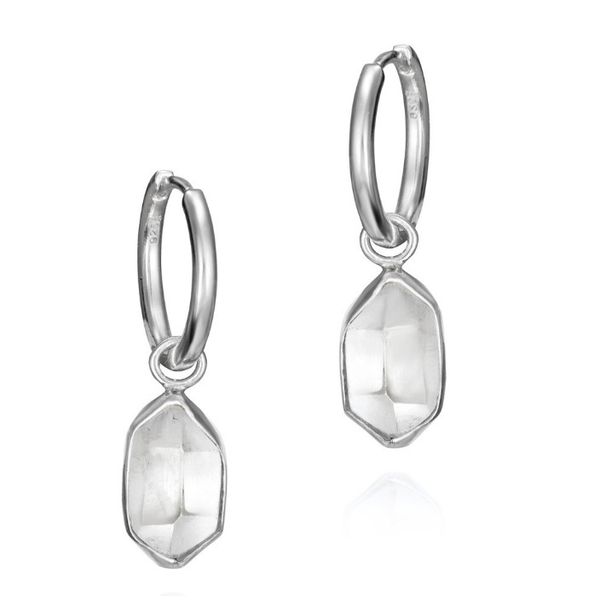 Sterling Silver Geometric Herkimer Quartz Hoop Earrings Erickson Jewelers Iron Mountain, MI