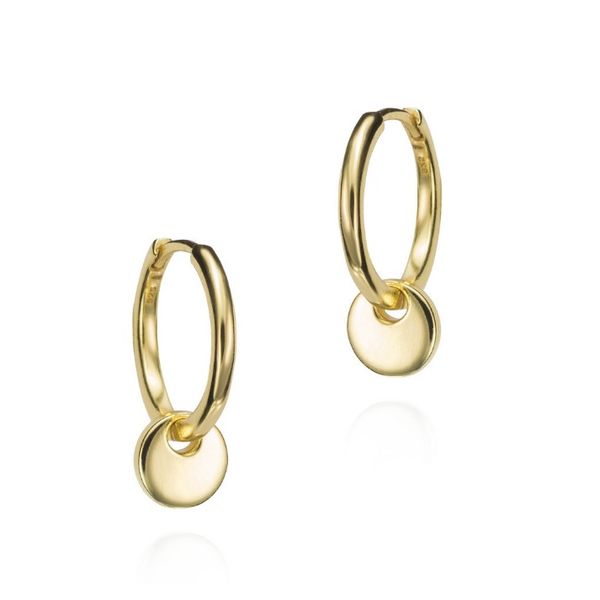 Sterling Silver 18K Vermeil Plated Circle Dangle Hoop Earrings Erickson Jewelers Iron Mountain, MI