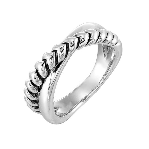 Sterling Silver Rope Criss Cross Ring Erickson Jewelers Iron Mountain, MI