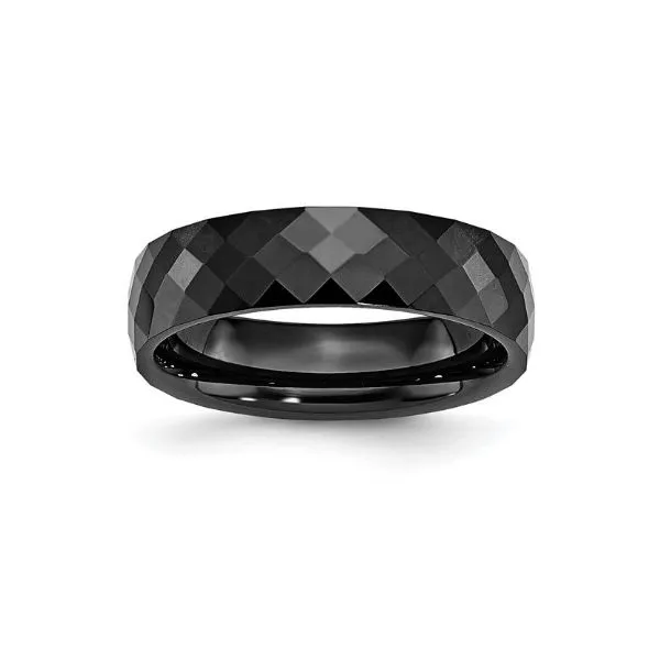 Black Ceramic Faceted Polish Ring Erickson Jewelers Iron Mountain, MI