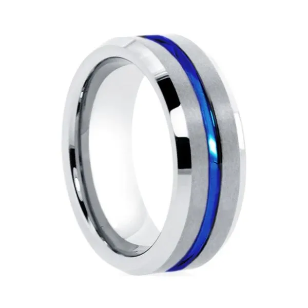 Tungsten Blue LN Ring Erickson Jewelers Iron Mountain, MI