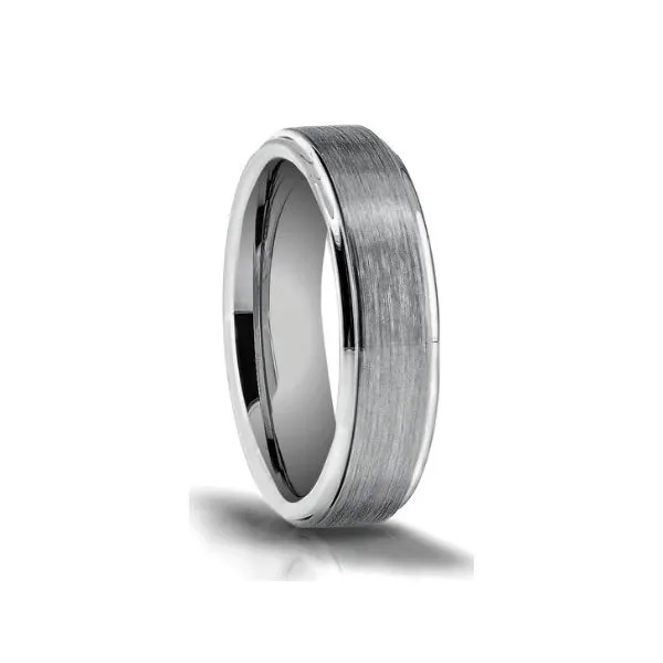 Tungsten Brushed Grooved Band Ring Erickson Jewelers Iron Mountain, MI