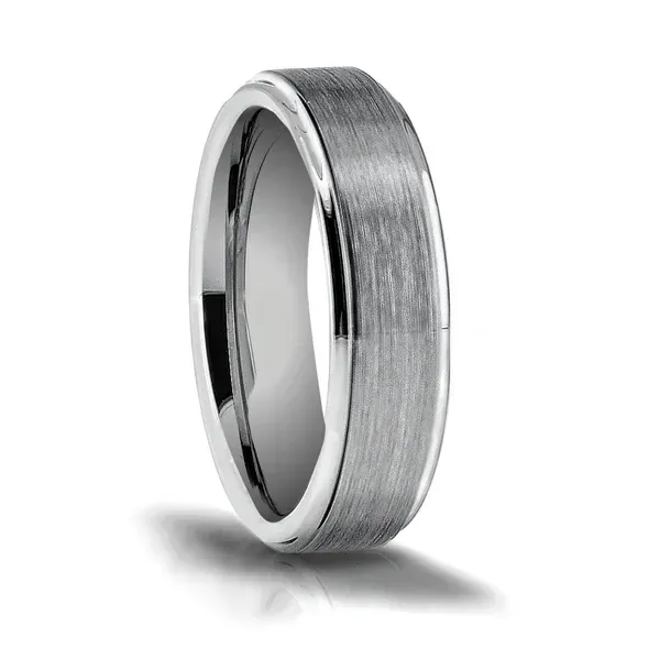 Tungsten Brushed Grooved Band Ring Erickson Jewelers Iron Mountain, MI