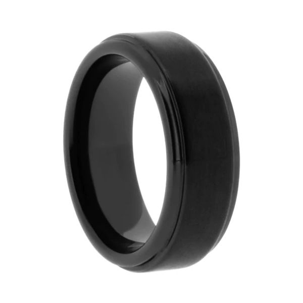 Black Ceramic Brushed Band Ring Erickson Jewelers Iron Mountain, MI
