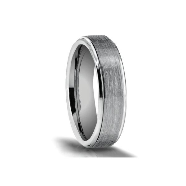 Brushed Grooved Tungsten Band Ring Erickson Jewelers Iron Mountain, MI