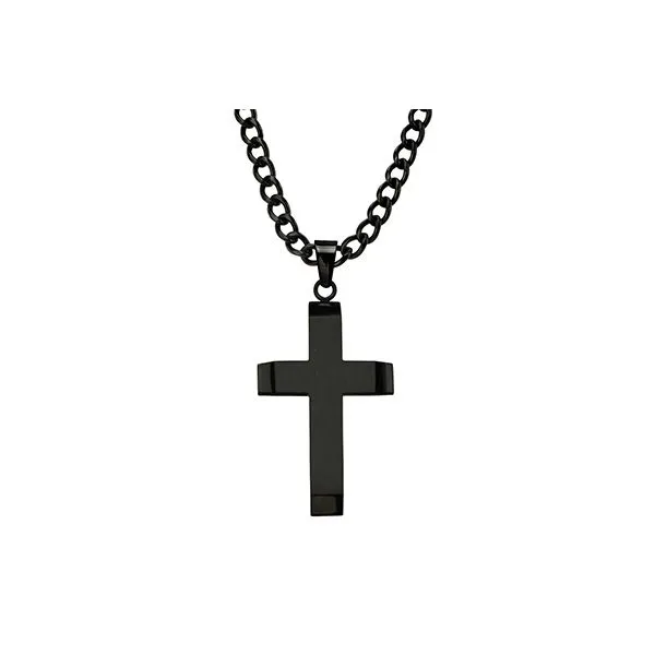 Black Stainless Steel Necklace with Dog Tag and Industrial Cable Erickson Jewelers Iron Mountain, MI
