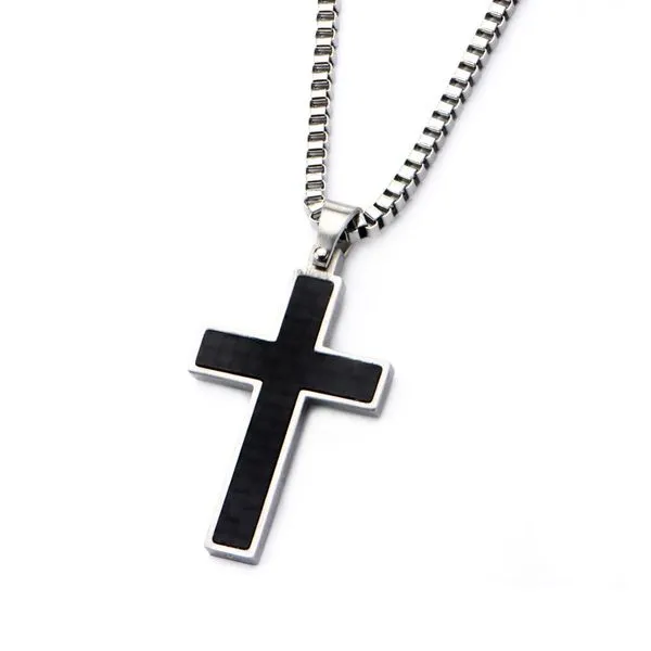 Men's Carbon Fiber Cross Necklace Erickson Jewelers Iron Mountain, MI