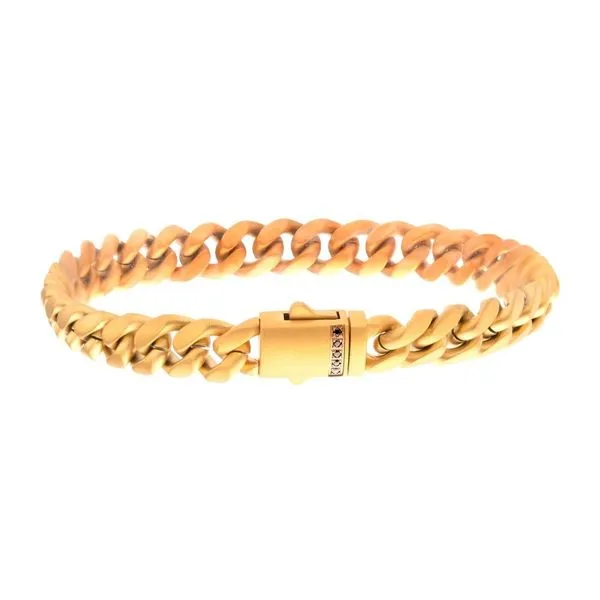 18Kt Gold IP Steel Matte Finish Miami Cuban Chain Bracelet Erickson Jewelers Iron Mountain, MI