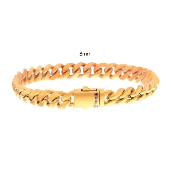 18Kt Gold IP Steel Matte Finish Miami Cuban Chain Bracelet Erickson Jewelers Iron Mountain, MI