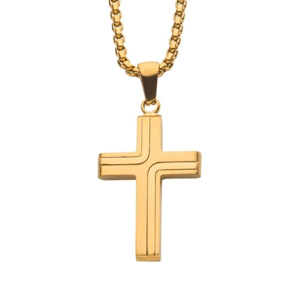Men's Gold Plated Cross Pendant Erickson Jewelers Iron Mountain, MI
