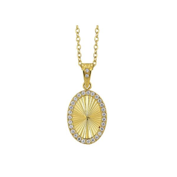 Yellow Gold Plated Stainless Steel Oval Disk Pendant Necklace Erickson Jewelers Iron Mountain, MI