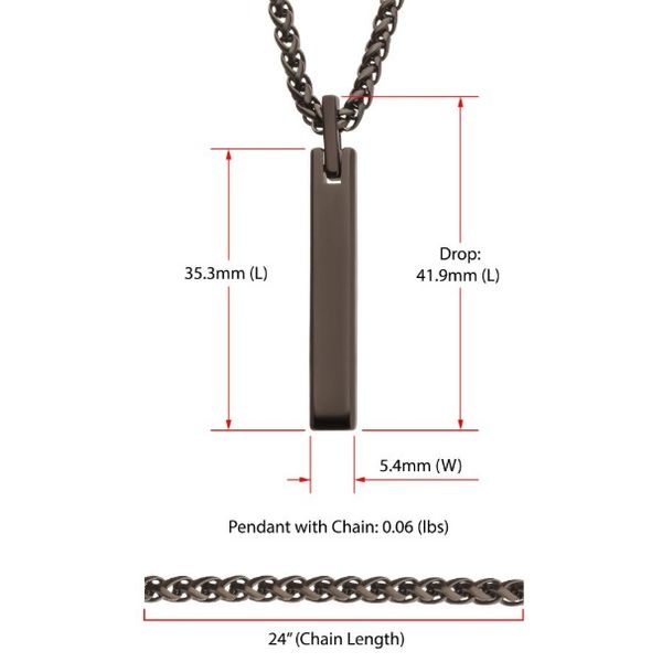 Tungsten Monolith Engravable Pendant Necklace Erickson Jewelers Iron Mountain, MI