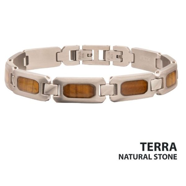 Tiger Eye Stone Inlay Link Bracelet Erickson Jewelers Iron Mountain, MI