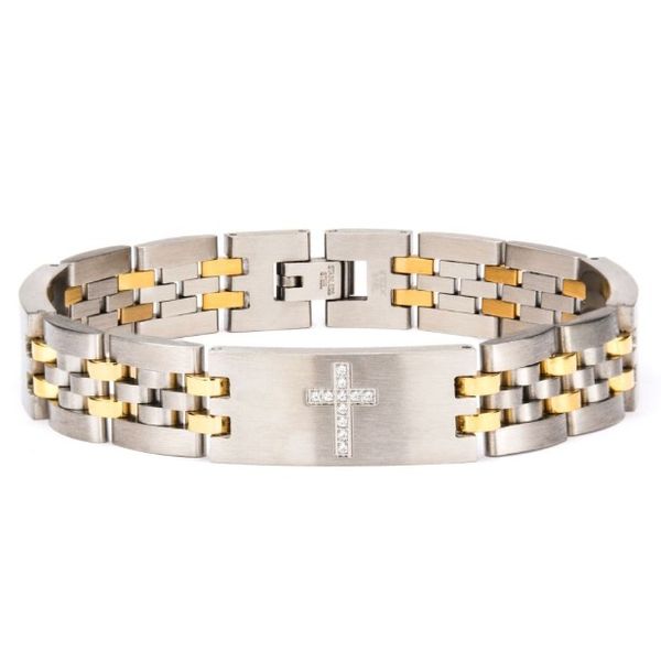 Stainless Steel Two Tone Cross Bracelet Erickson Jewelers Iron Mountain, MI