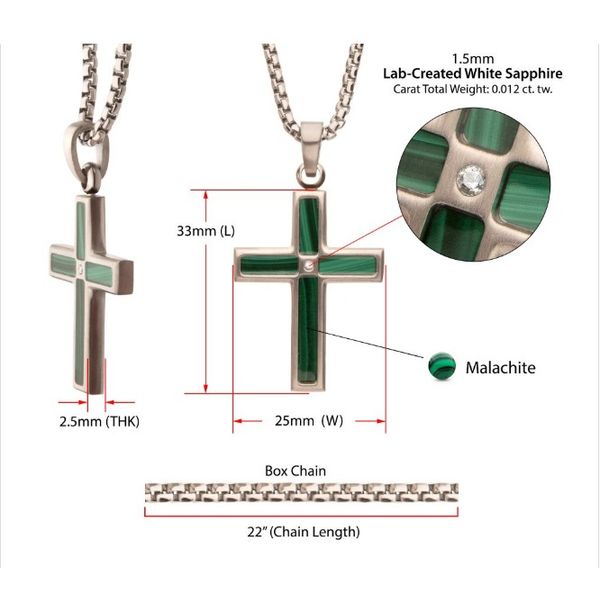 Stainless Steel Malachite Stone Inlay Necklace Erickson Jewelers Iron Mountain, MI