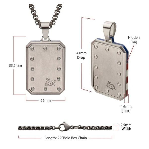 Stainless Steel Flag Profile Engraveable Tag Pendant Necklace Erickson Jewelers Iron Mountain, MI