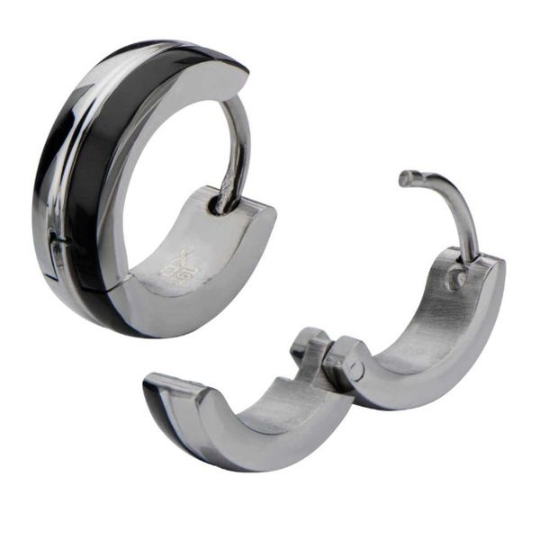 Stainless Black Huggie Hoop Earrings Erickson Jewelers Iron Mountain, MI