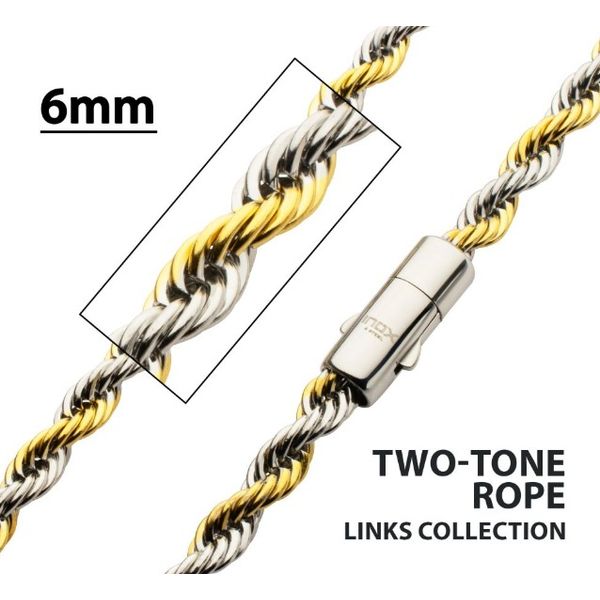 Stainless Two-Tone Rope Chain Necklace Erickson Jewelers Iron Mountain, MI